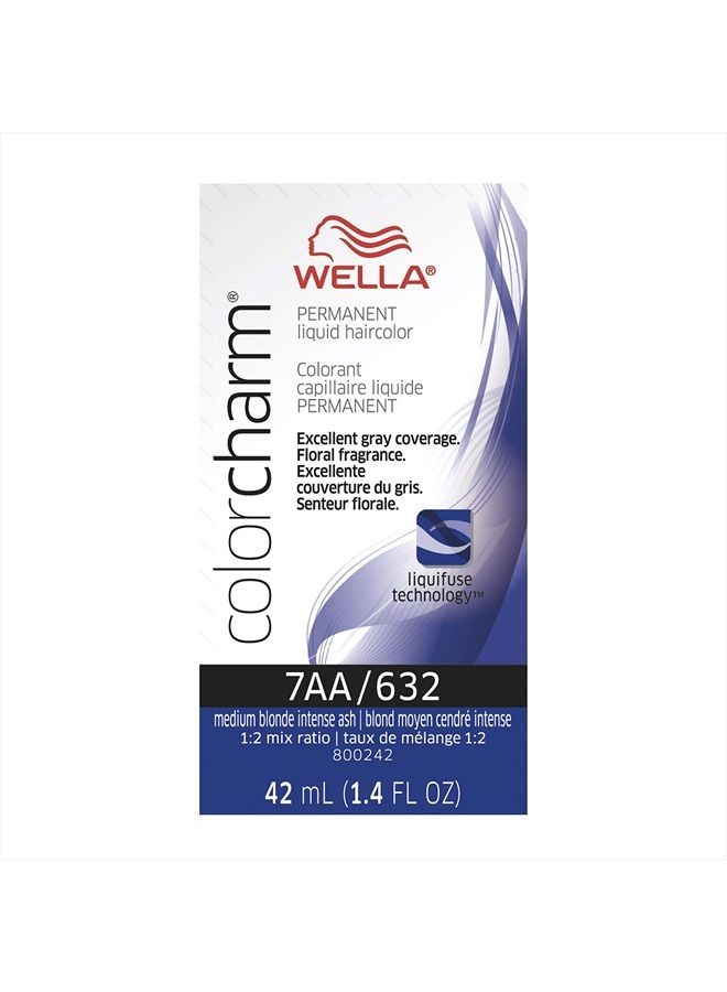 WELLA Color Charm صبغة شعر سائلة دائمة لتغطية الشيب، 7AA أشقر متوسط رمادي مكثف - Image 1