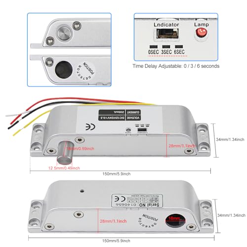 LIBO Smart Home LIBO Full Set Kit of RFID Access Control Keypad 125KHz with DC12V Electric Lock Electronic Bolt Lock, 3A Power Supply, Exit Button, 10pcs ID Key Cards - Image 3
