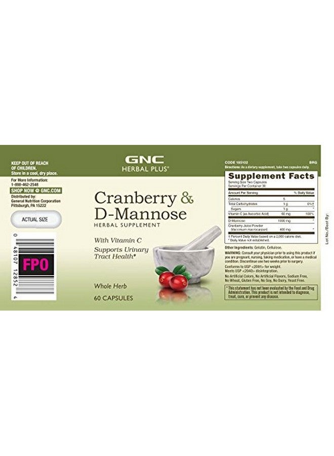 GNC Herbal Plus Cranberry D-Mannose, 60 capsules - Image 3