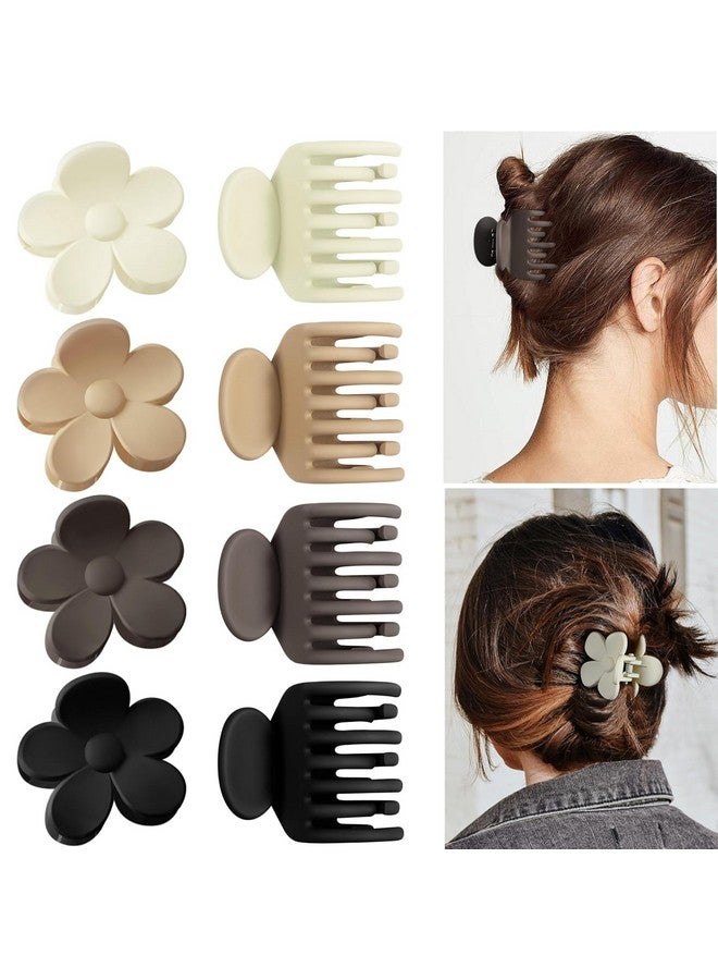 QUILBOOL Flower Hair Clips 8PCS Hair Claw Clips For Women Double Row Thick Hair Matte Large Claw Clips Hair Jaw Clips Cute Big Dasiy Hair Clips Non Slip, Hair Accessories For Women Girls - Multi. - Image 1