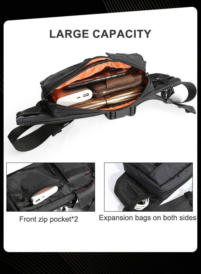 Joychic Casual Men Sports Waist Bag Large Capacity Waterproof Men's Adjustable Straps Premium Lightweight Shoulder Backpack for Gym Fitness Travel Work Black - Image 3