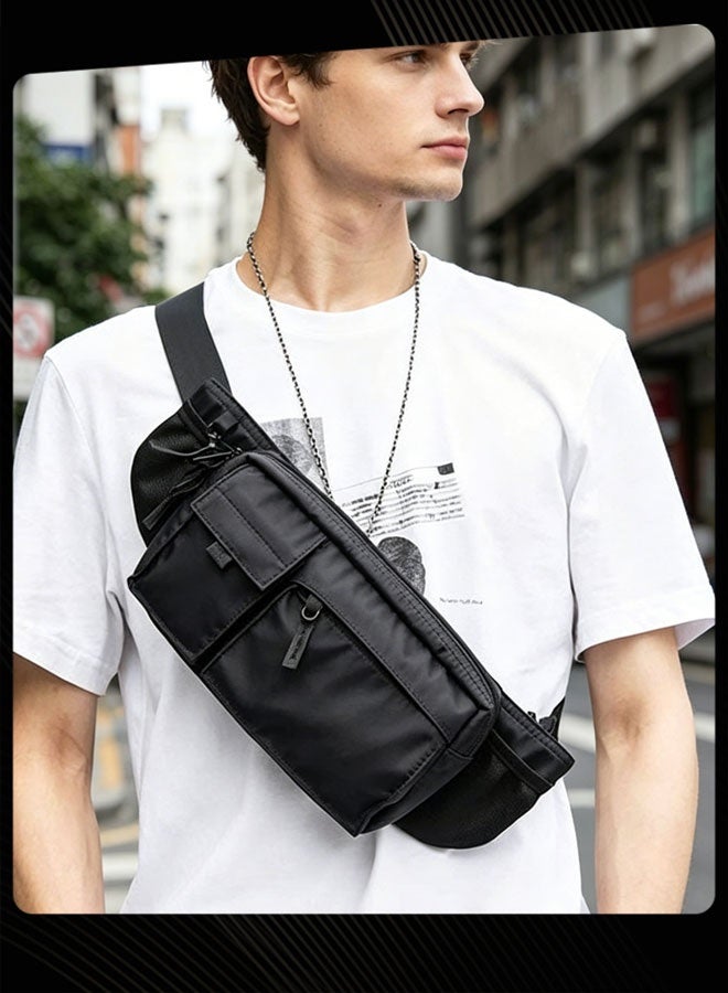 Joychic Casual Men Sports Waist Bag Large Capacity Waterproof Men's Adjustable Straps Premium Lightweight Shoulder Backpack for Gym Fitness Travel Work Black - Image 1