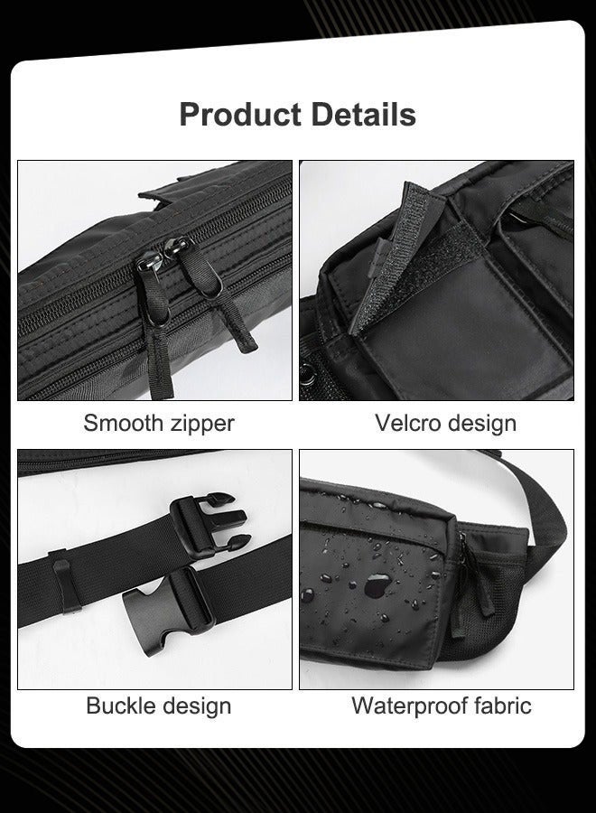Joychic Casual Men Sports Waist Bag Large Capacity Waterproof Men's Adjustable Straps Premium Lightweight Shoulder Backpack for Gym Fitness Travel Work Black - Image 4