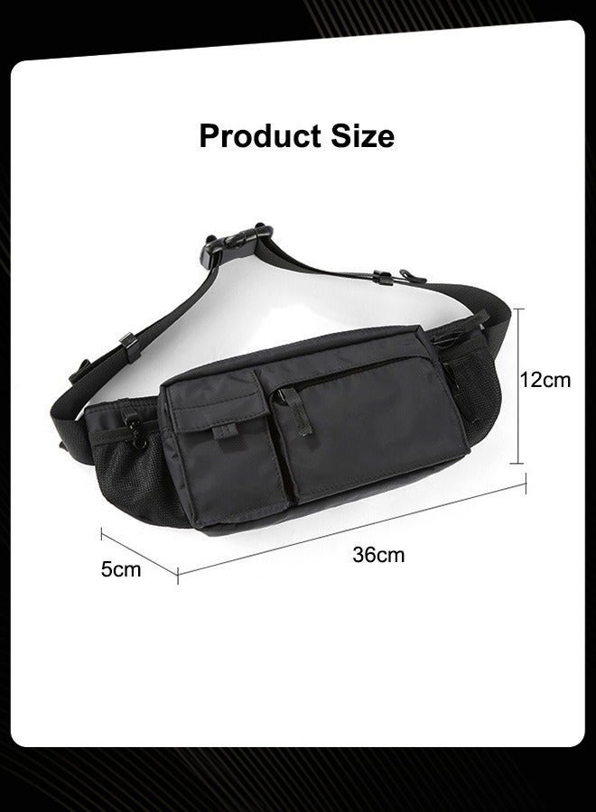 Joychic Casual Men Sports Waist Bag Large Capacity Waterproof Men's Adjustable Straps Premium Lightweight Shoulder Backpack for Gym Fitness Travel Work Black - Image 5