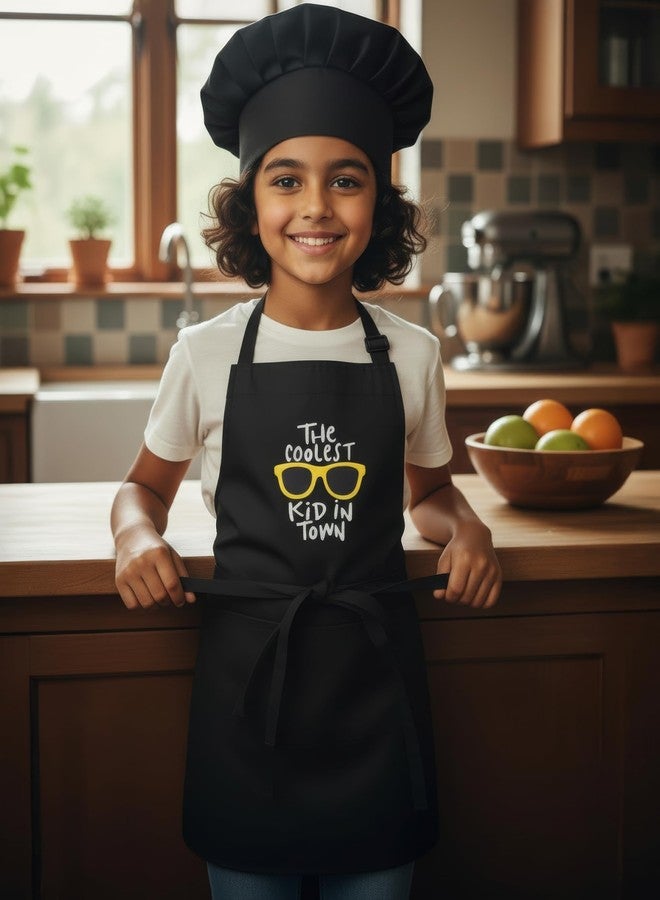 RUSTIQUE LINENS Kids Waterproof Apron with Free Chef Hat - 100% Polyester & AQUAVENTISM™ Breathable Membrane | Water-Resistant, Easy Clean | Ages 7-12| Ideal for Arts, Crafts & Cooking - Image 1