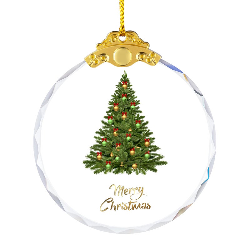 YouerCrystal Christmas Ornaments Crystal Hanging Christmas Tree Glass Ornament Hanging Craft Collectibles for Trees Home Party Gifts