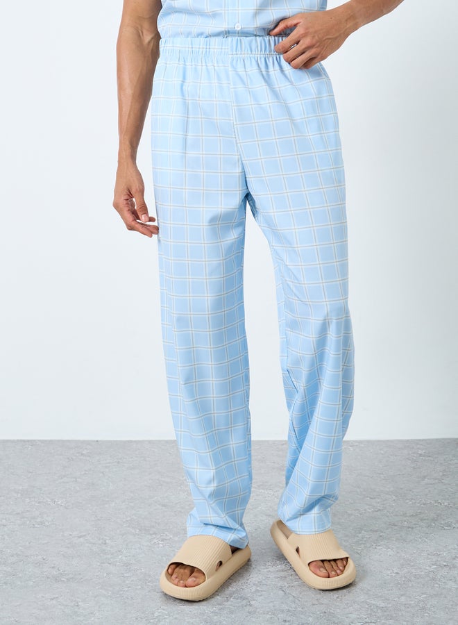 Styli Men Blue Checked Shirt and Pyjama Set - Image 5