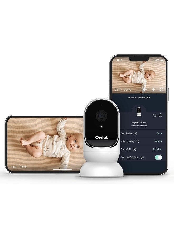 Owlet Owlet Cam Smart Baby Monitor - HD Video Monitor with Camera, Wide Angle Lens, Audio and Background Sound, Encrypted WiFi, Motion and Sound Notifications, Humidity, Room Temp, Night Vision, 2-Way Talk  - Image 1