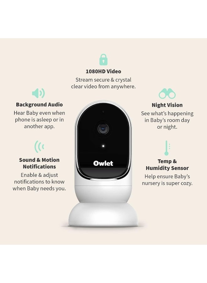 Owlet Owlet Cam Smart Baby Monitor - HD Video Monitor with Camera, Wide Angle Lens, Audio and Background Sound, Encrypted WiFi, Motion and Sound Notifications, Humidity, Room Temp, Night Vision, 2-Way Talk  - Image 3