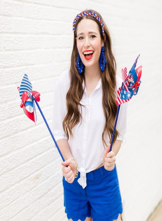 HSWE Rhinestone Headbands Patriotic Crystal Red White Blue Stripes Twist Hairband 4th of July Holiday Party Hair Accessories for Women - Image 3