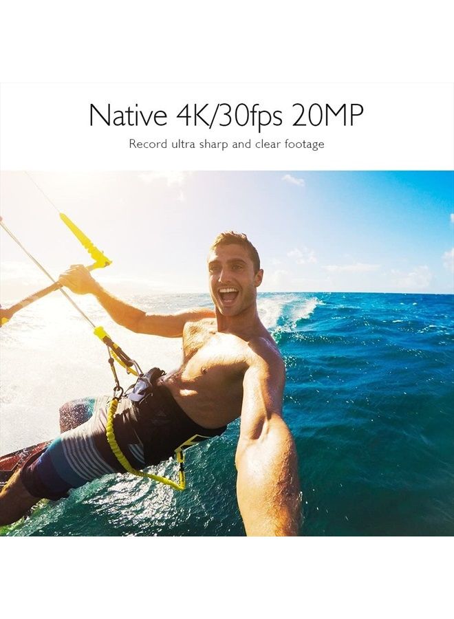 Akaso كاميرا أكشن V50 برو بدقة 4K30fps و20MP مع واي فاي وشاشة تعمل باللمس مقاومة للماء حتى 100 قدم وكاميرا ويب تدعم الميكروفون الخارجي والتحكم عن بُعد مع مجموعة ملحقات الخوذة - Image 3