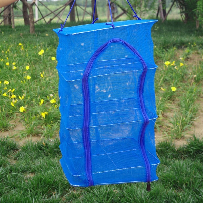 Winterworm 3 Layer High-quality Non-toxic Nylon Netting Collapsible Mesh Hanging Drying Dry Rack Net Food Dehydrator Receive Storage Carrying Bag-Blue (35X35cm/13.8X13.8inch)  - Image 3