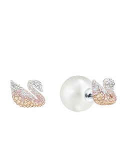 Chomel Rhodium Plated Iconic Swan Pierced Earrings for Women 5215037  - Image 3