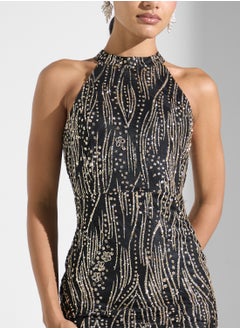 Ella Limited Edition Halter Neck Shimmer Dress  - Image 3
