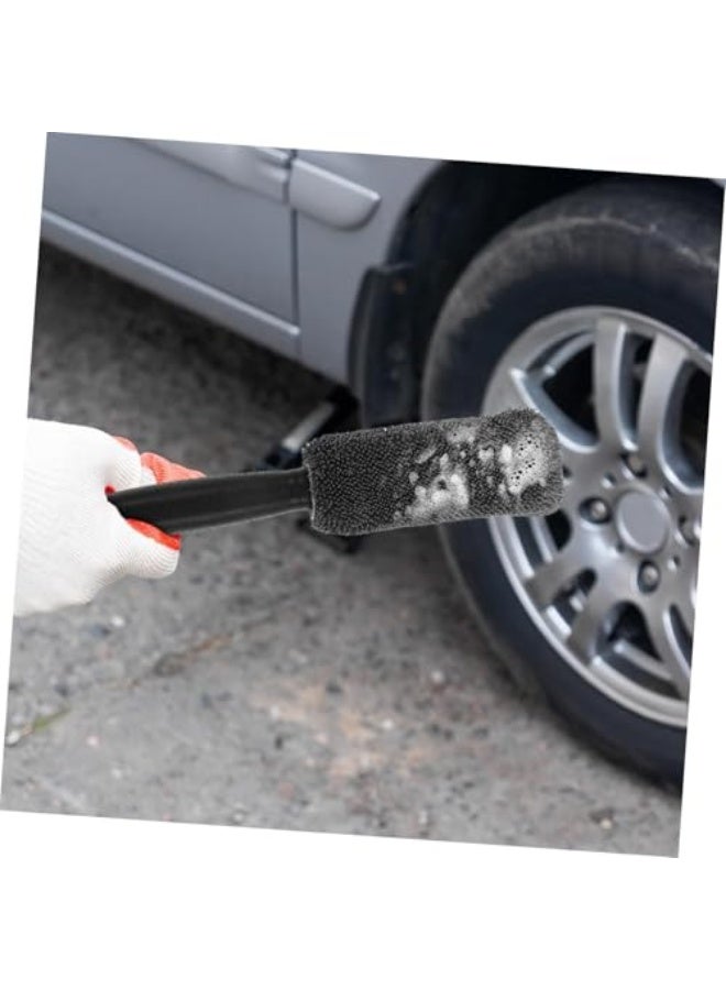 Generic 2 Pcs Tire Brush Cleaning Brush, Rim Cleaner Auto Bristle Car Detailing Brushes, Scrub for Tires Wash Wheel Exterior Motorcycle Rims Braided Cloth  - Image 4