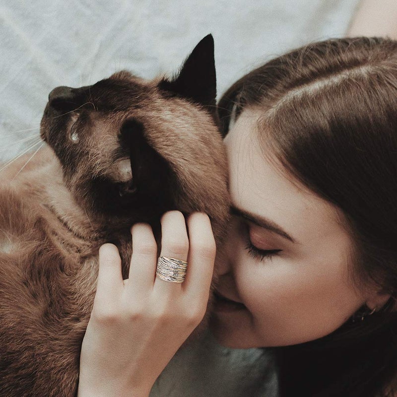Mytys 2 Tone Intertwined Crossover Statement Ring Fashion Chunky Band Rings for Women Black Gold Silver Rose Gold Plated Wide Index Finger Rings Costume Jewelry (Gold and silver, 6) - Image 4