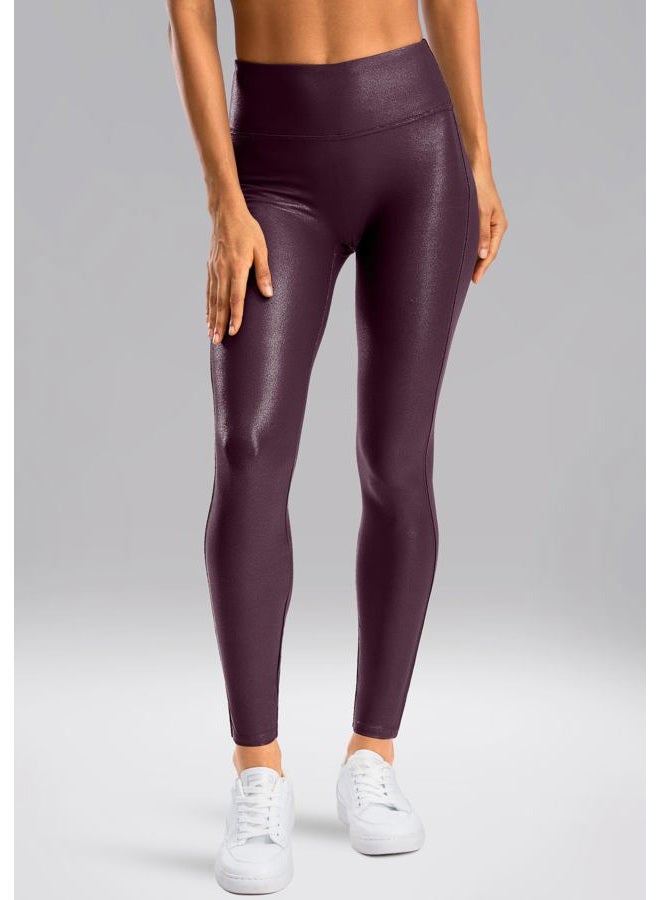 SANTINY Women's Faux Leather Leggings 25''/27''/29''-High Waisted Stretch Leather Pants Pleather Tights for Women（Wine04_29L） Wine - Image 3