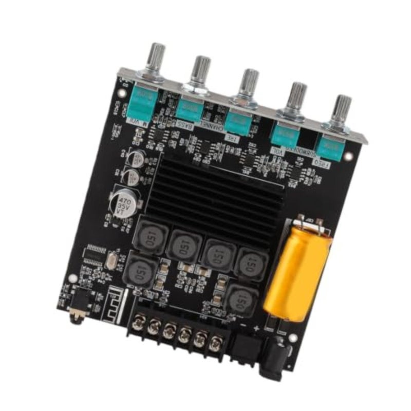 High Power Amplifier Board for 2.1 Channel Audio Systems, Aluminum Alloy Housing, Black, Bluetooth 5.0 with Digital Signal Processing - Image 1