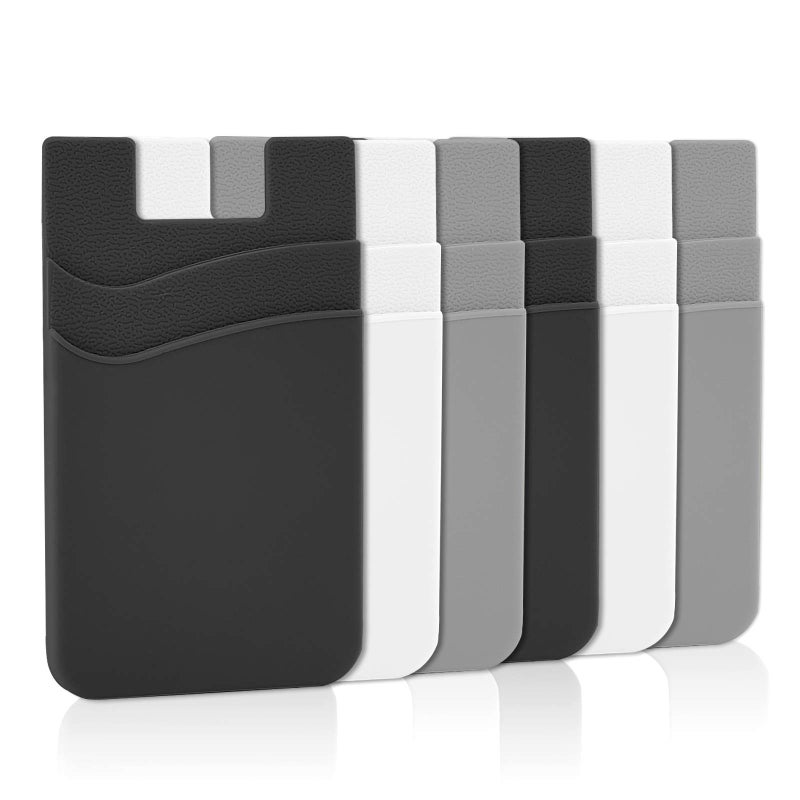 SANTHOME Phone Wallet Stick-On Double Pocket, Silicone Credit Card & ID Holder, Pack of 6 for iPhone & Android - Image 1