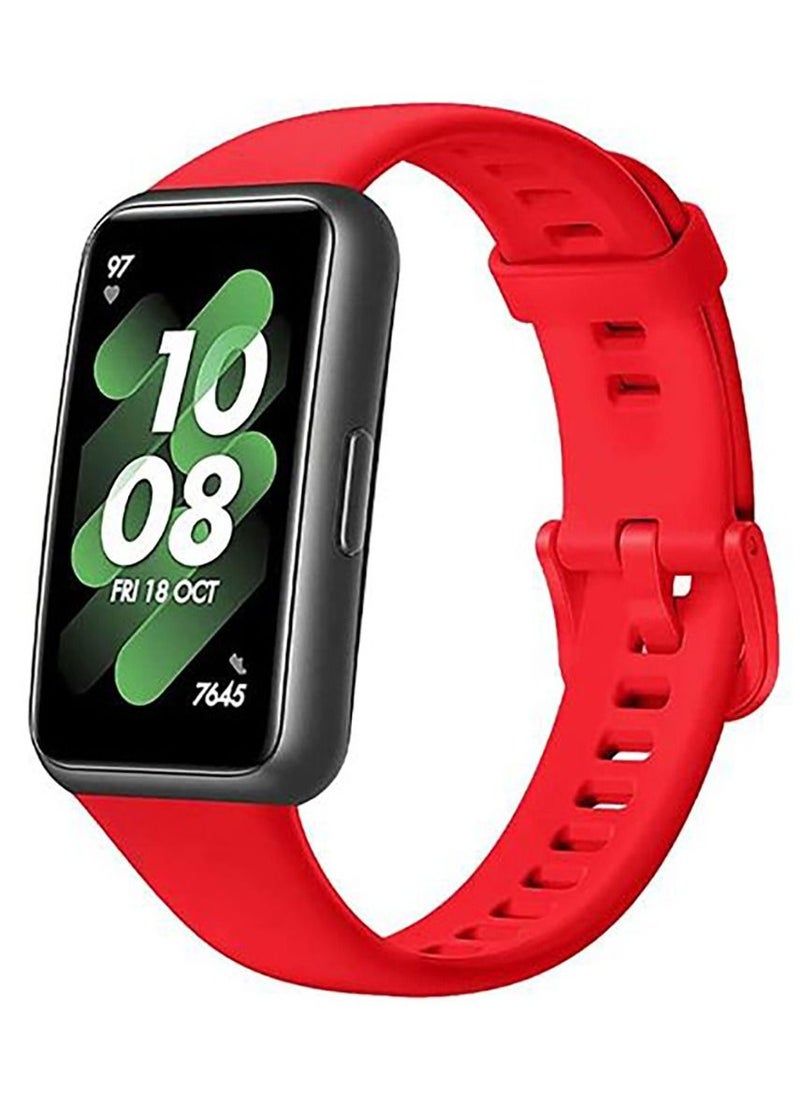 Generic Huawei Band 7 Sport Soft Silcon Replacement Strap - Red  - Image 1