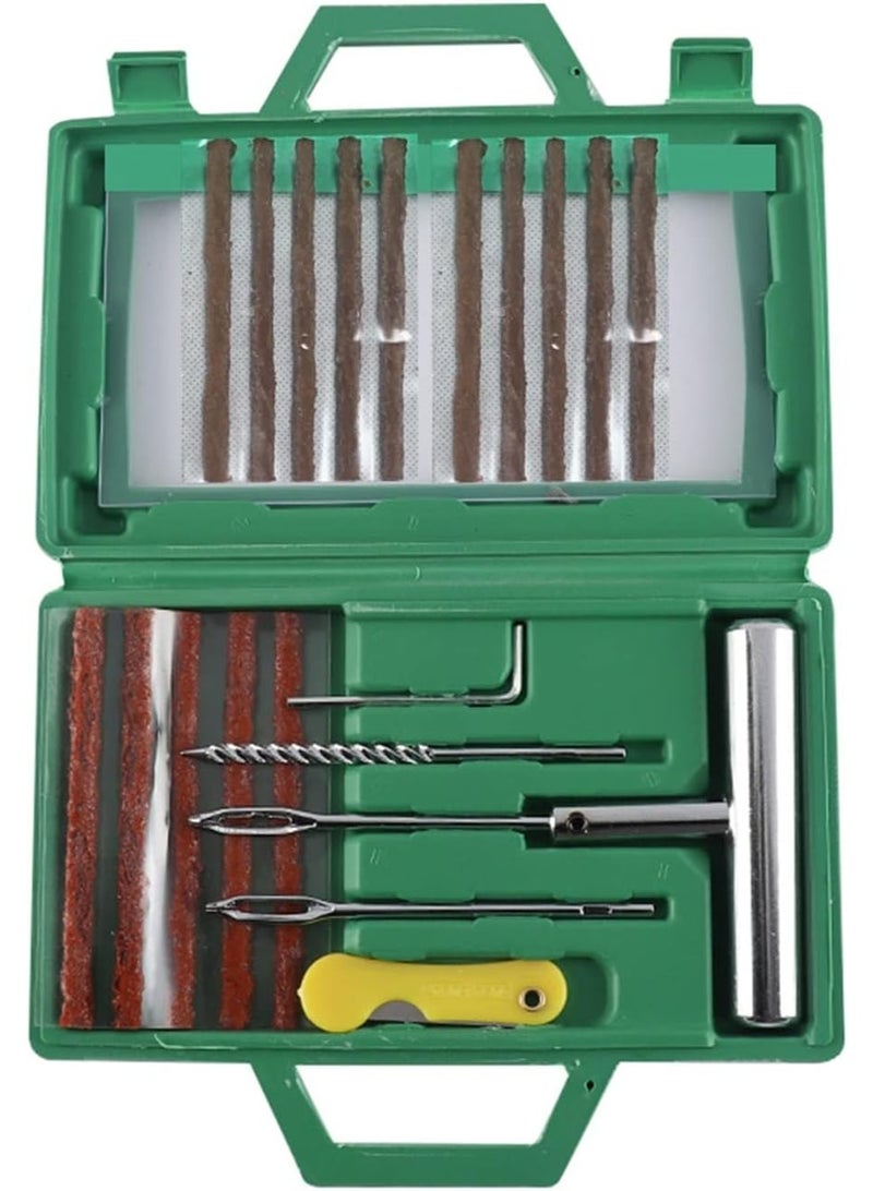 Tire Repair Kit 11pcs Heavy Duty Tire Plug Set, Quick Fix Puncture Plug Flat Patch Universal Emergency Car Tyre Puncture Repair Fix Tire Valve Tools for Car Motorcycle Truck Tractor Trailer ATV RV SUV - Image 1