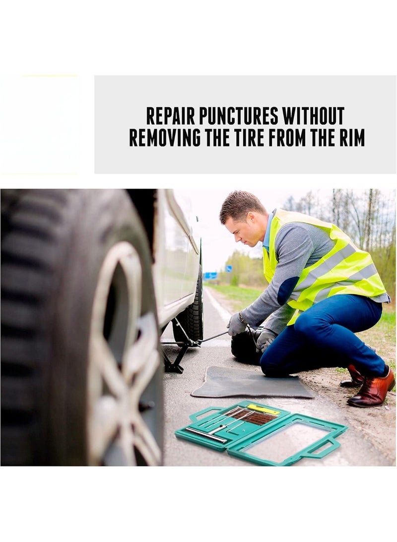 Tire Repair Kit 11pcs Heavy Duty Tire Plug Set, Quick Fix Puncture Plug Flat Patch Universal Emergency Car Tyre Puncture Repair Fix Tire Valve Tools for Car Motorcycle Truck Tractor Trailer ATV RV SUV - Image 5