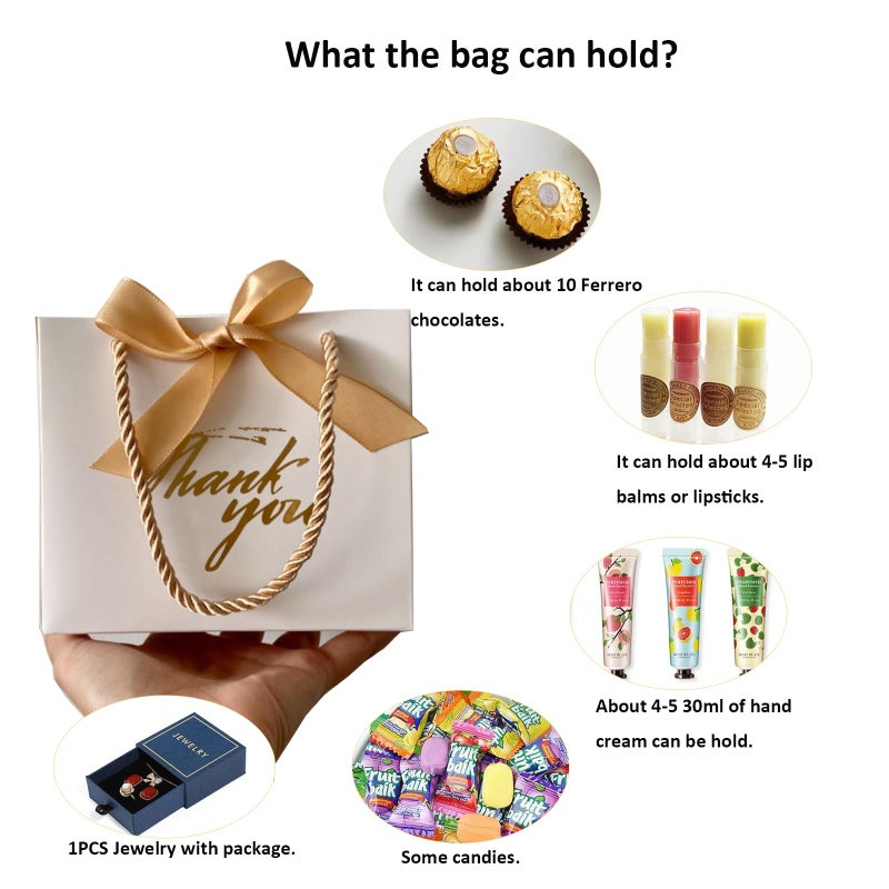 Tksbag 100 Pack Small Thank You Gift Bags With Handles  5.5''X 2.5''X4.7'' Mini White Gift Bags Bulk For Baby Shower  Birthday  Wedding  Party Favors  Mother'S Day - Image 3