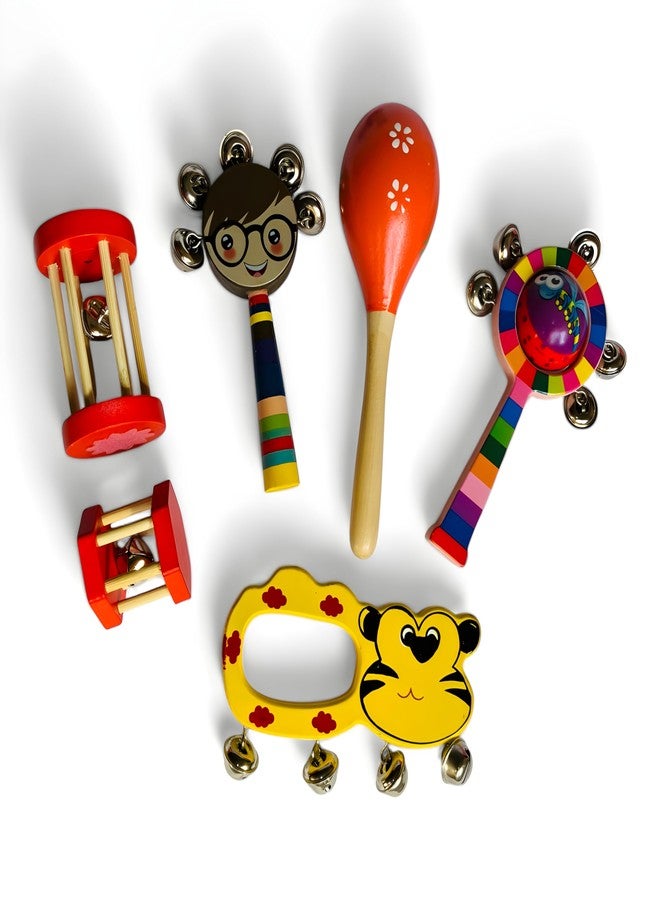 MarvelStore Wooden Rattles for Baby, Infants, New Born Babies Toys (0 to 6 to 12 Months) | Perfect for Early Music Education, Rhythm Practice, and Sensory Play (Multicolor) (Rattle Set 1) - Image 1