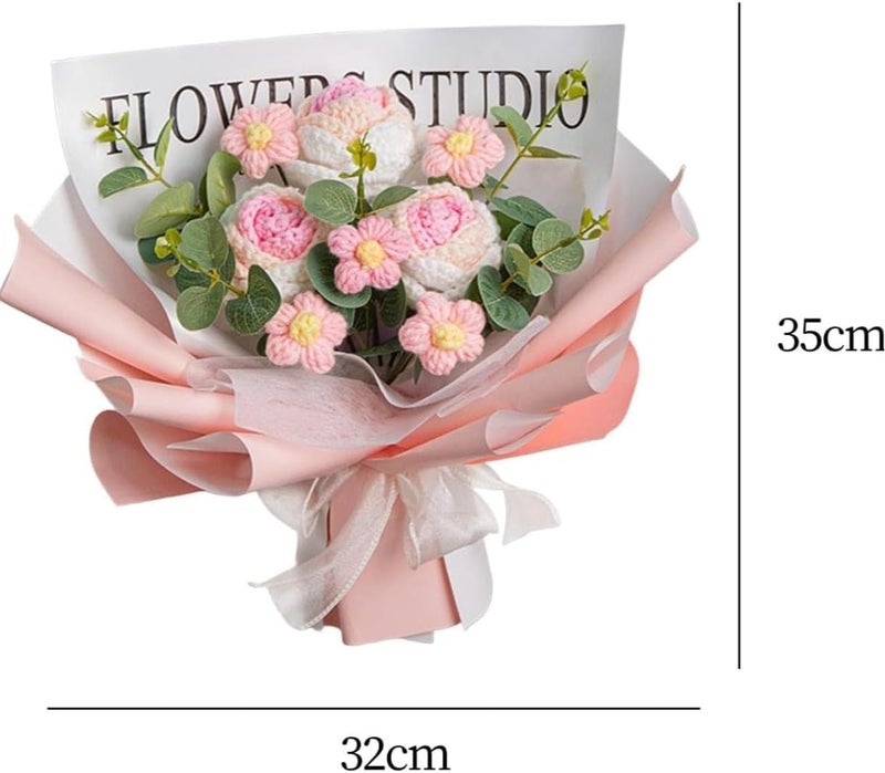 VRB Dec 1pcs Artificial Crochet Flower Bouquet/Artificial Flowers Bunch/Crochet flowers bouquet/Crochet flowers/Flowers Bouquet Gift for Girls Home Decor,gifting,etc. (Design 3) - Image 2