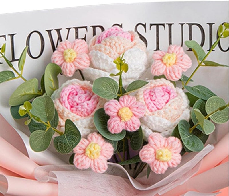 VRB Dec 1pcs Artificial Crochet Flower Bouquet/Artificial Flowers Bunch/Crochet flowers bouquet/Crochet flowers/Flowers Bouquet Gift for Girls Home Decor,gifting,etc. (Design 3) - Image 3