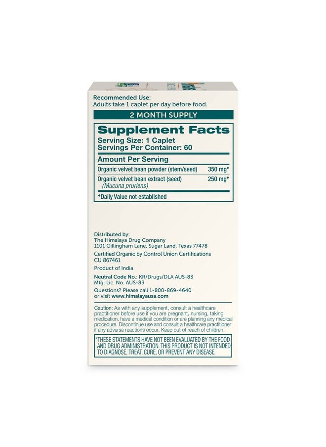 Himalaya - Organic Mucuna Pruriens / Kapikachhu Equivalent To 3706 Of Mucuna Pruriens Powder For Calm & Relaxation 60 Count (Pack Of 1) Caplets - Image 1