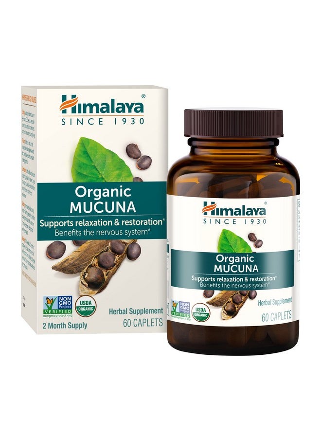 Himalaya - Organic Mucuna Pruriens / Kapikachhu Equivalent To 3706 Of Mucuna Pruriens Powder For Calm & Relaxation 60 Count (Pack Of 1) Caplets - Image 1