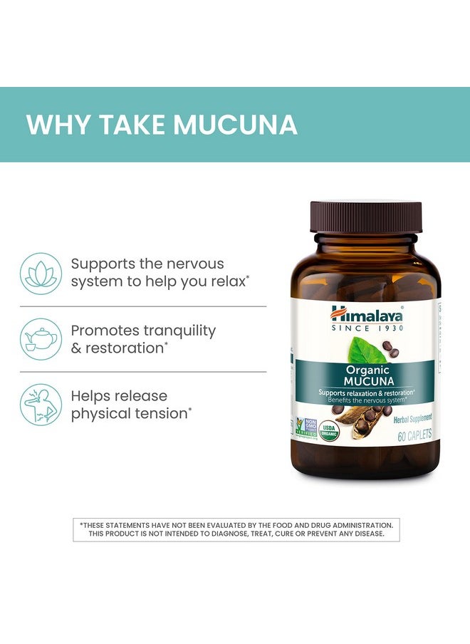 Himalaya - Organic Mucuna Pruriens / Kapikachhu Equivalent To 3706 Of Mucuna Pruriens Powder For Calm & Relaxation 60 Count (Pack Of 1) Caplets - Image 1