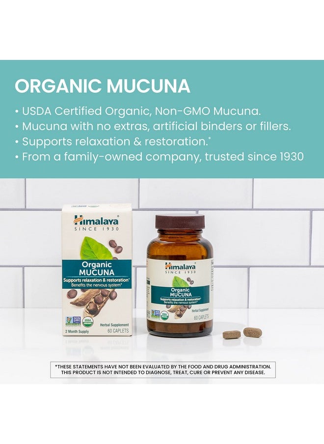 Himalaya - Organic Mucuna Pruriens / Kapikachhu Equivalent To 3706 Of Mucuna Pruriens Powder For Calm & Relaxation 60 Count (Pack Of 1) Caplets - Image 1