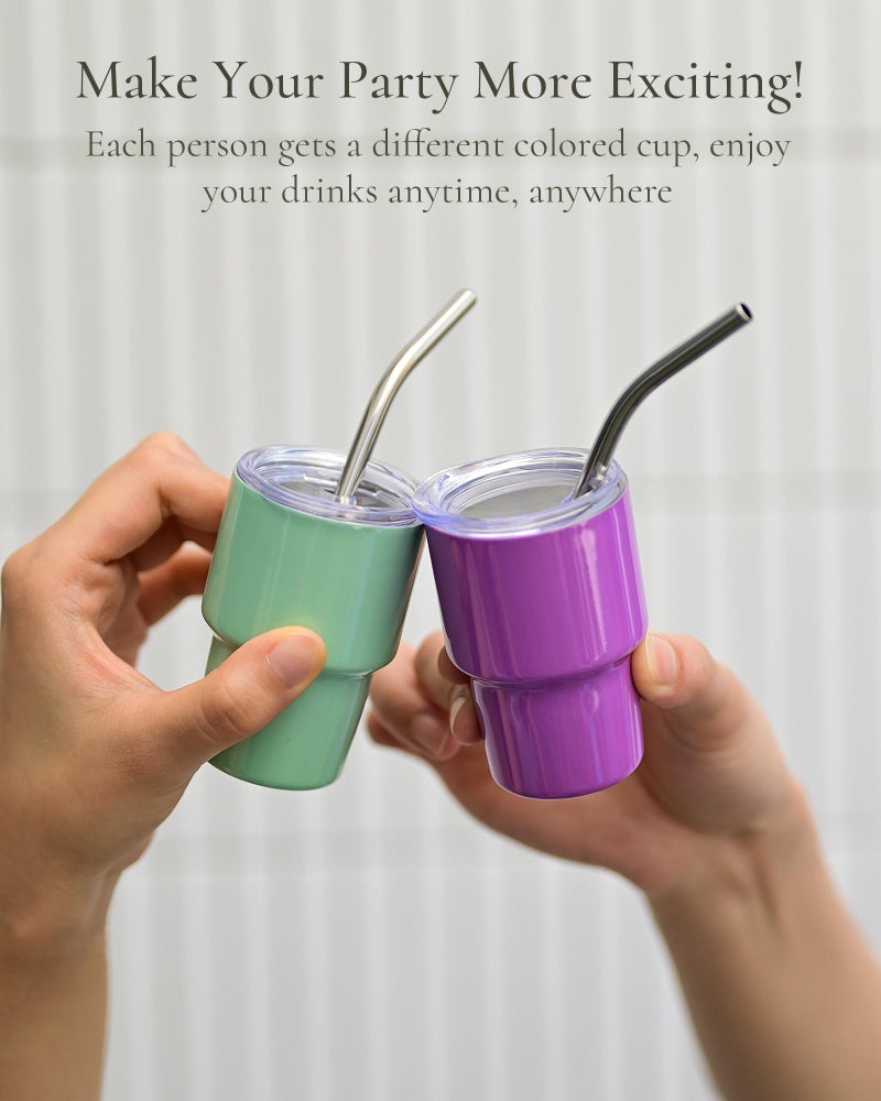 Uirzotn 3Oz Mini Tumbler Shot Glass With Straw And Lid  12 Pack Stainless Steel Sublimation Shot Glasses For Wedding Party Whiskey Cocktail Bar With Straw And Lid - Image 4