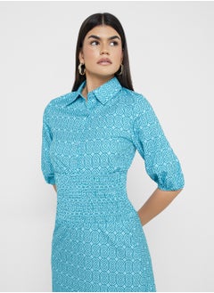 ELLA Shirt Dress With Ruched Waist  - Image 3