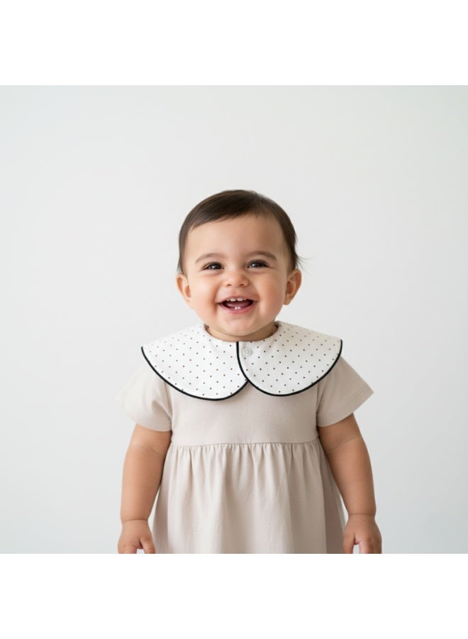 Premium Cotton Baby Bib with Dark Red Polka Dot Design - Soft Adjustable Drool Bib, Rolled Edge for Elegant Protection - Image 1