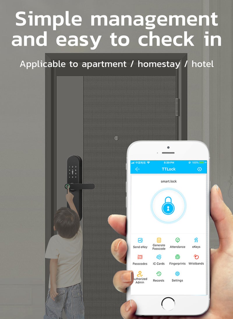 Sharpdo - Smart Fingerprint Electronic Door Lock, Fingerprint/Card/Key/Password/Bluetooth, Suitable for Home, Apartment, Office, Hotel - Image 1