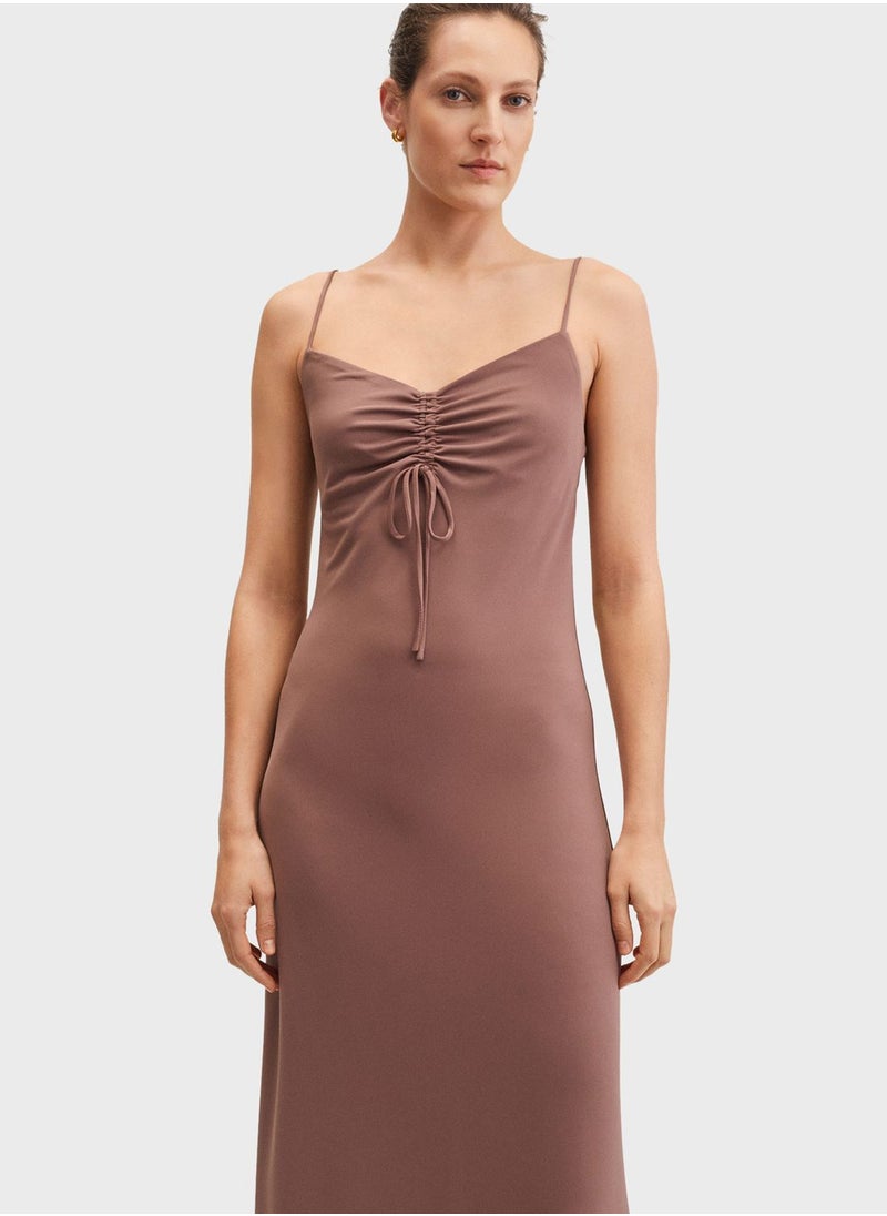 MANGO - Strappy Ruched Detail Dress - Image 1