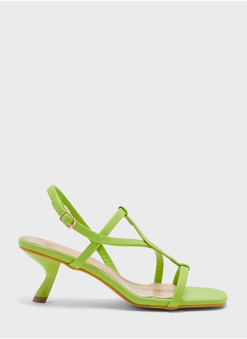 ELLA - Croc Effect Low Heel Sandal - Image 1