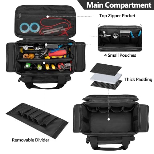 Rexmica Small Tool Bag with Anti-friction and Thick Padded Bottom, Tool Storage Organizer for Men, Tactical Bag, Range Bag, Multi-functional Work Tote for Repairman, Electrician, Carpenters, Handyman - Image 2
