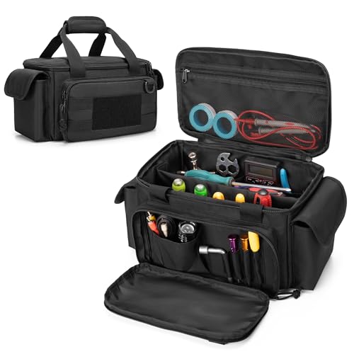 Rexmica Small Tool Bag with Anti-friction and Thick Padded Bottom, Tool Storage Organizer for Men, Tactical Bag, Range Bag, Multi-functional Work Tote for Repairman, Electrician, Carpenters, Handyman - Image 1