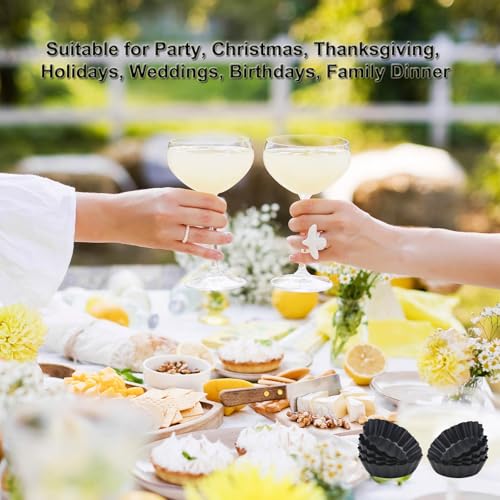 Yamteck 3 Inch Mini Quiche Pans 12 Pack, Round Egg Tart Molds with Removable Bottom. Small Tart Pans w/Non-Stick Coating Rugged Carbon Steel for Tartlets Shells Desert Making Christmas Festival Party - Image 3