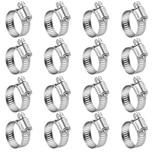 WIN-LONG Winlong Stainless Steel Hose Clamps - 16 Pack Worm Gear Drive Hose Clamps SAE 12 Clamping Range of 1/2'' to 1-1/4'' (14mm-31mm) for Automotive Plumbing, 1/2 Inch, 3/4 Inch, 1 Inch Clamps - Image 1