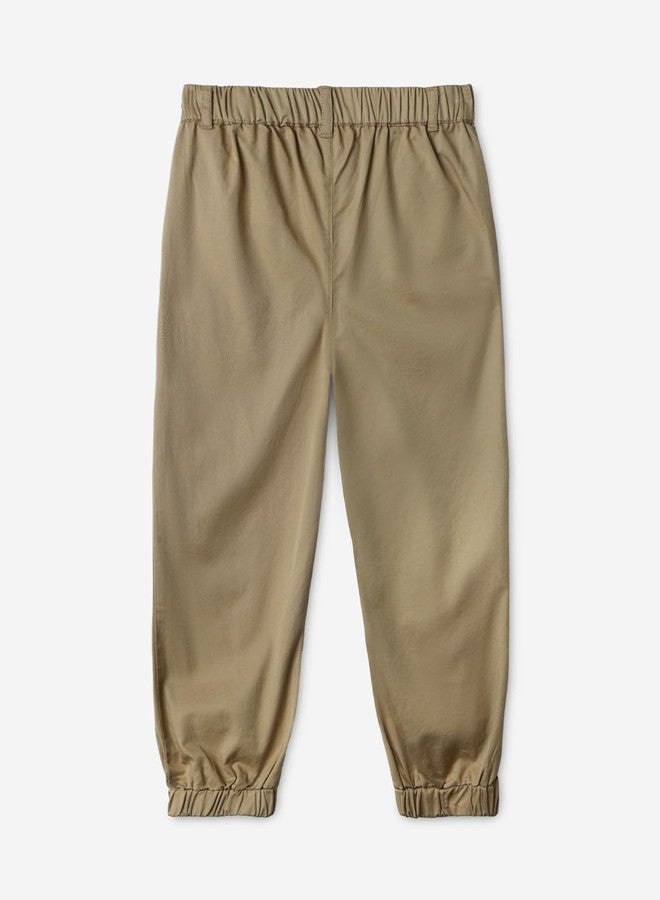 The Souled Store Solids: Beige Breeze Girls Buttoned Regular Fit Cotton Pants (2-8 Yrs) - Image 2