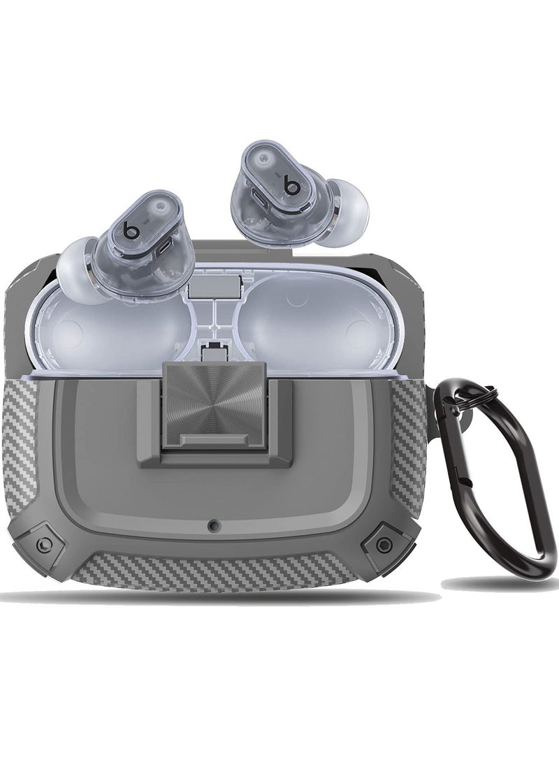 Earphone Protactive Case Compatible with Beats Studio Buds Plus (2023) Upgrade Secure Lock for Beats Studio Buds+ (2023) Compatible with Beats Studio Buds (2021) Cover with Hook (Grey) - Image 1