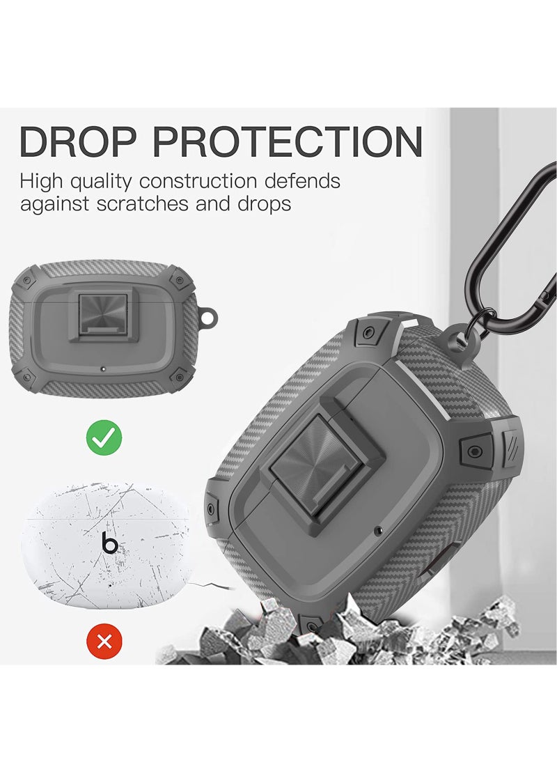 Earphone Protactive Case Compatible with Beats Studio Buds Plus (2023) Upgrade Secure Lock for Beats Studio Buds+ (2023) Compatible with Beats Studio Buds (2021) Cover with Hook (Grey) - Image 4