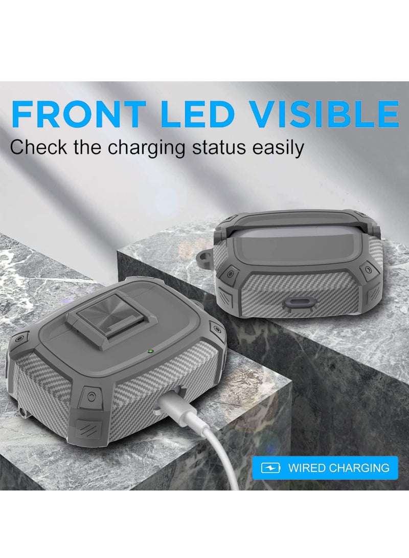 Earphone Protactive Case Compatible with Beats Studio Buds Plus (2023) Upgrade Secure Lock for Beats Studio Buds+ (2023) Compatible with Beats Studio Buds (2021) Cover with Hook (Grey) - Image 5