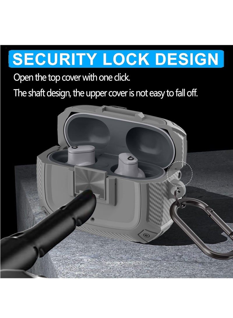Earphone Protactive Case Compatible with Beats Studio Buds Plus (2023) Upgrade Secure Lock for Beats Studio Buds+ (2023) Compatible with Beats Studio Buds (2021) Cover with Hook (Grey) - Image 3