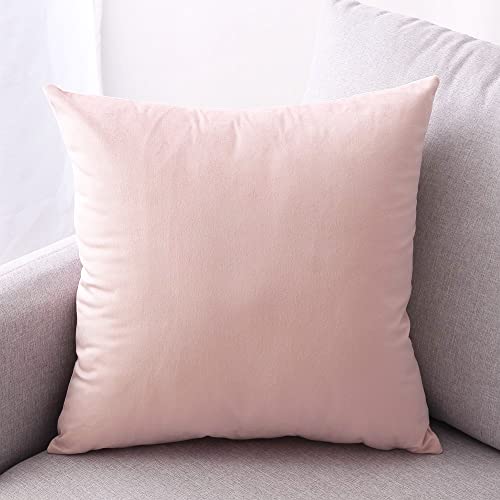 Hibate 2 Pack Soft Velvet Couch Throw Pillow Covers 20x20 Inch for Sofa Living Room Bedroom Pink - Image 3